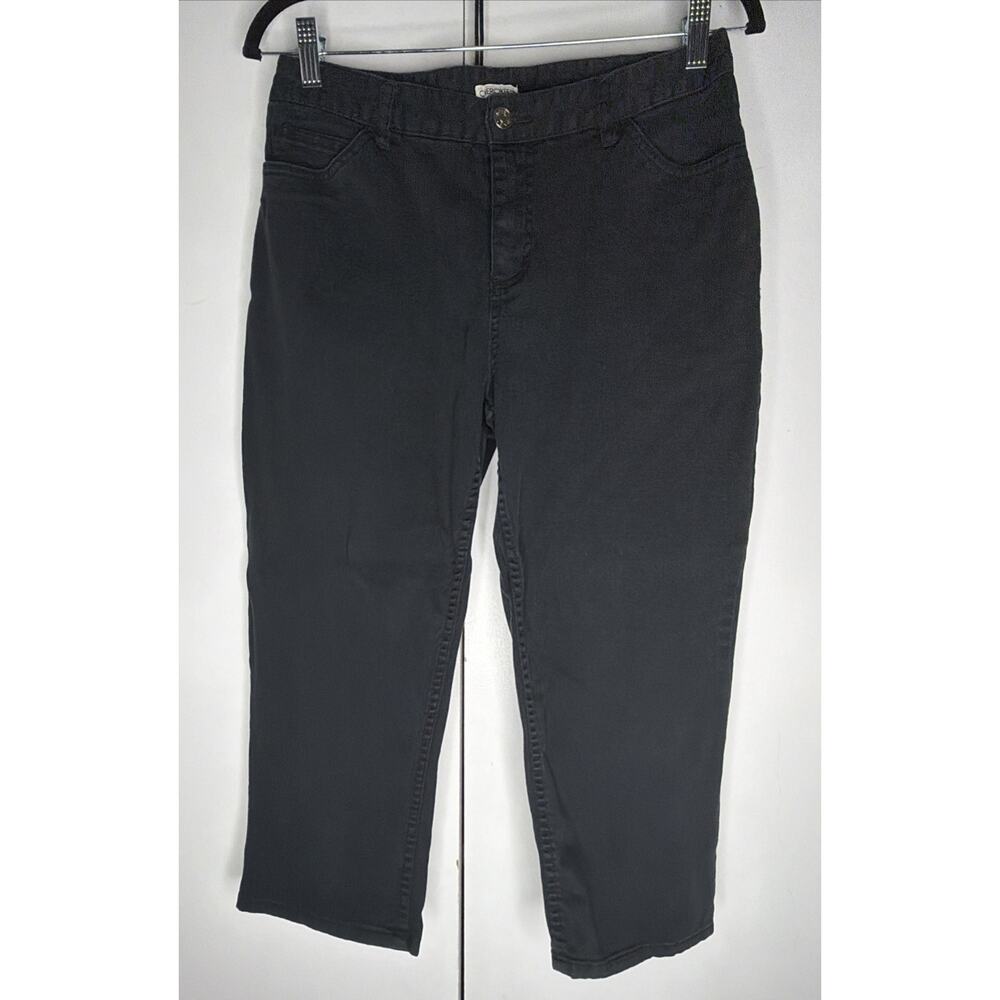 Women's Cherokee Stretch Cotton BlendCropped Pants Size 6 Black 5 Pocket Style - Picture 1 of 9